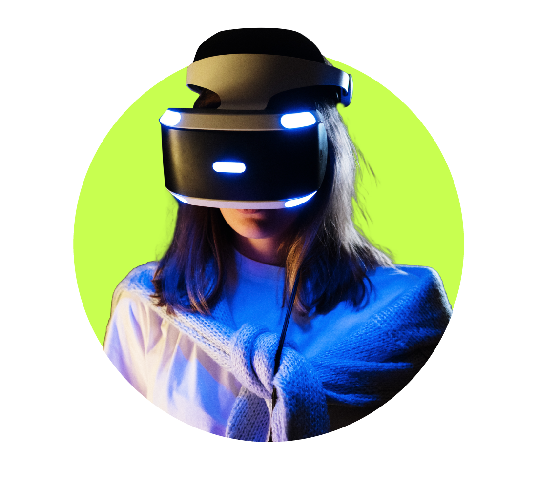 Woman with a VR head set