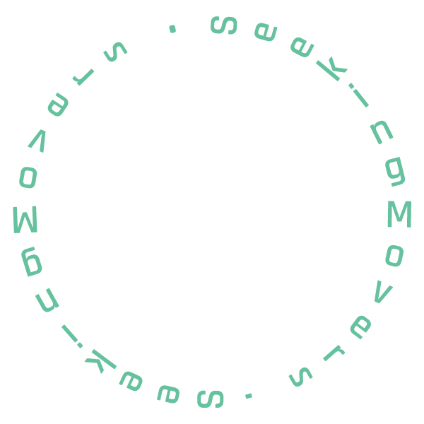 Seeking Movers text written around a circle